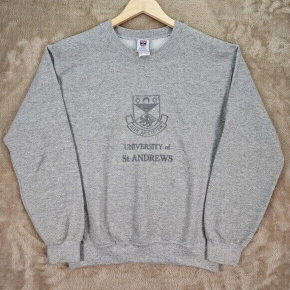University Of St Andrews Official Merchandise Tops - University Of St Andrews UK College Sweatshirt Gray Long Sleeve Women's Size S